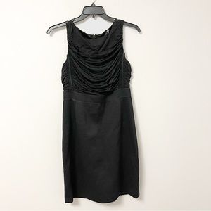 Tahari black draped neckline career dress